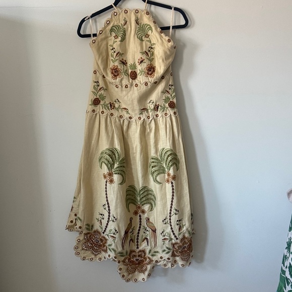 NWT Farm Rio Delicate Forest Embroidered Halter Midi-Dress M